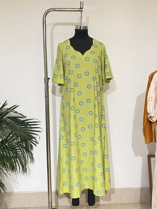 GREEN A LINE DRESS